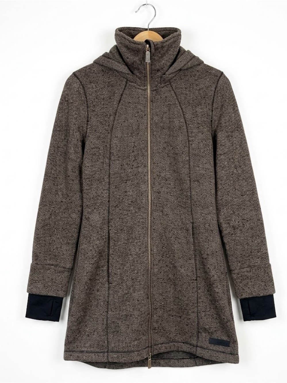 Calvin Klein Performance Marled Longline Jacket Detachable Hood Thumbholes M EUC